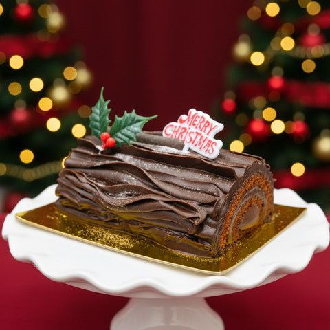 Traditional Dark Chocolate Yule Log Cake 500g