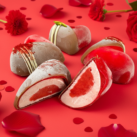 Heart-shaped Strawberry Mochi Ice Cream 8 Pack