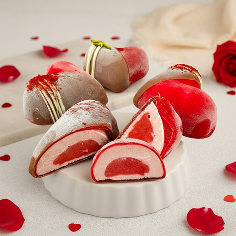 Heart-shaped Strawberry Mochi Premium Ice Cream 8 Pack