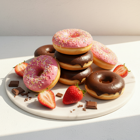 Premium Chocolate & Strawberry Donuts 6 Pack