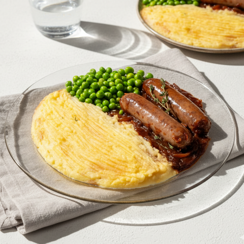 Beef Sausage With Mash And Onion Gravy 550g